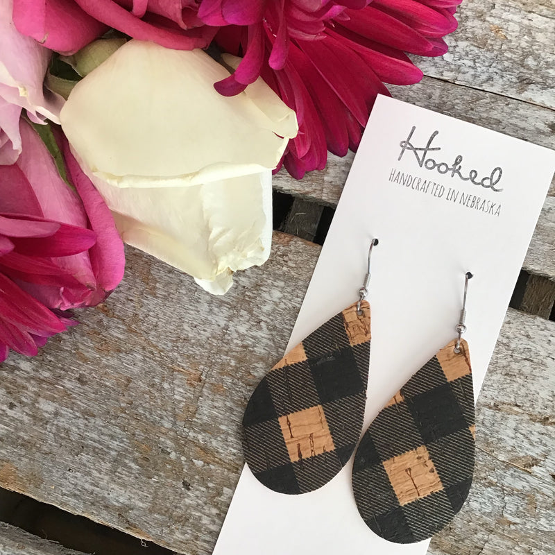 Buffalo Cork Teardrops in Black - Medium