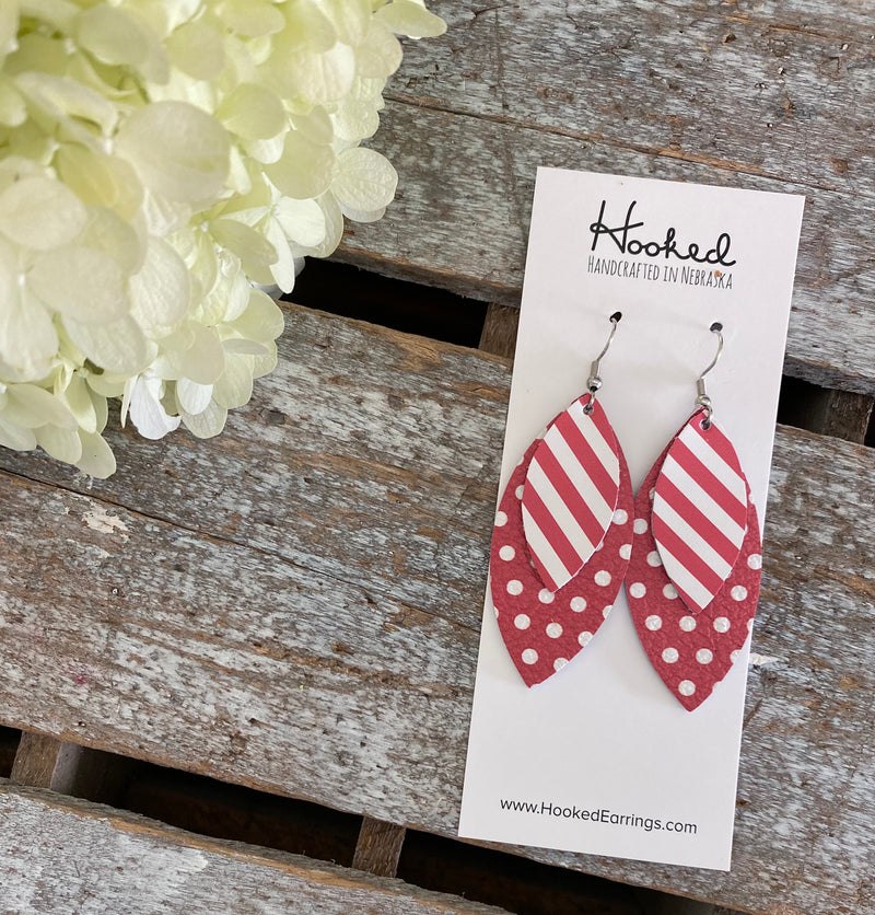 Red and White Mixed Print Layered Petals