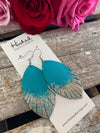Glitter Dipped Vivid Turquoise Fringe Petals - Large