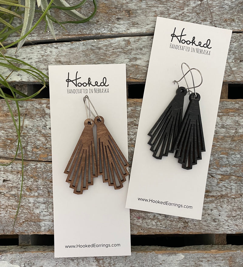 Wooden Deluxe Cutout Earrings - Small/Medium Ash Leaf