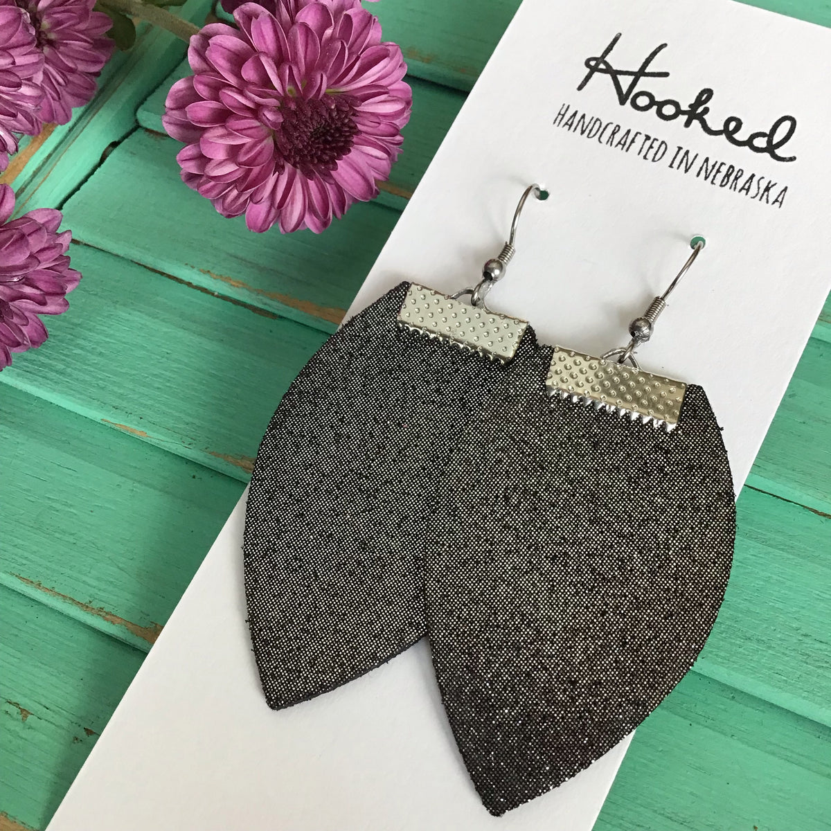 Charcoal Shimmer Magnolias - Medium