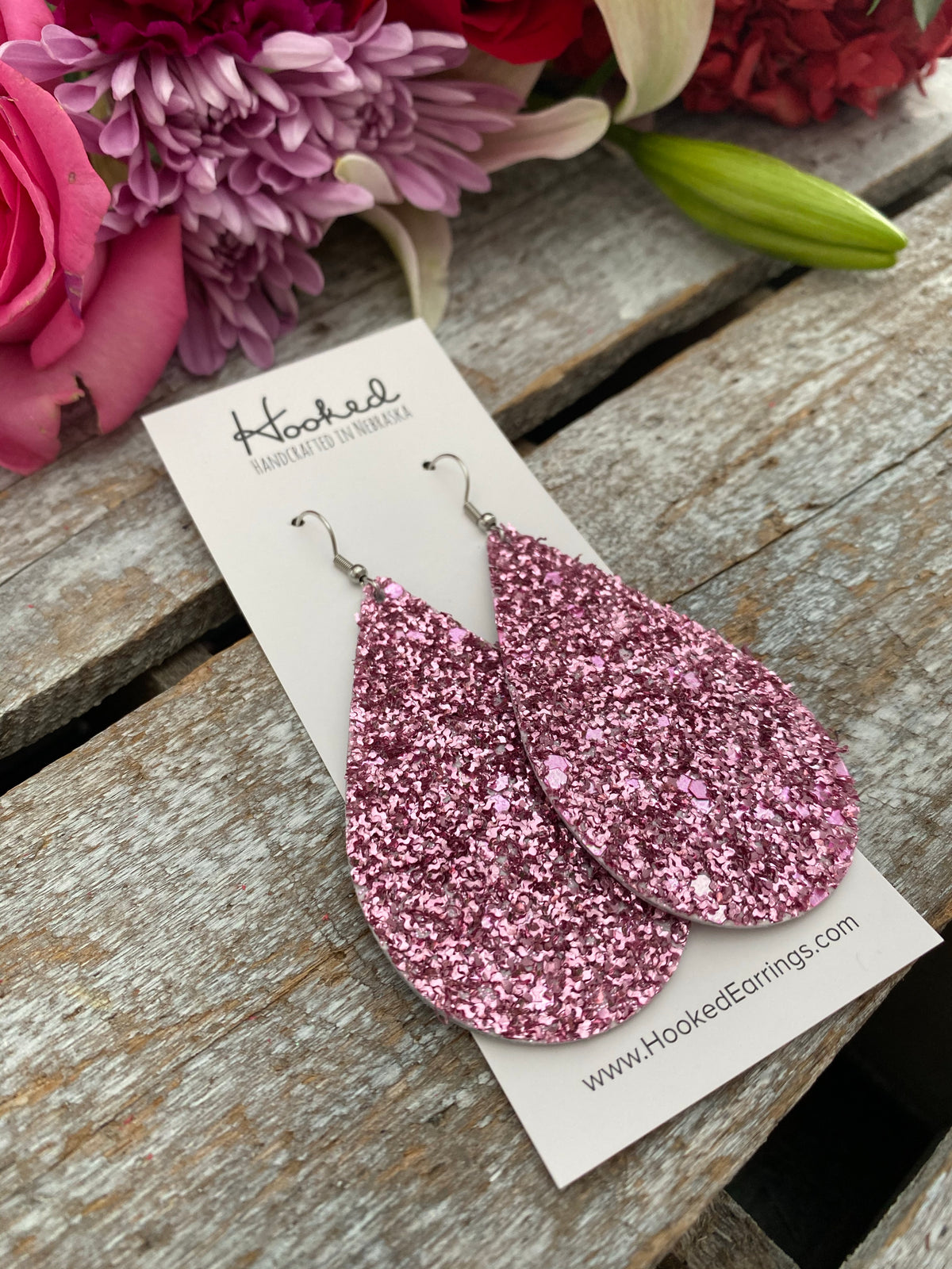 Perfect Pink Glitter Teardrops - Large