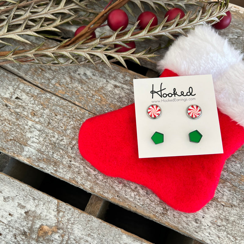 Peppermint Twist Small Stud Collection/Two Pack Gift Set