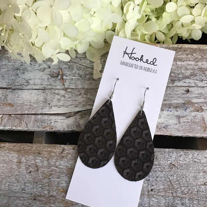 Little Black Hex Teardrops - Medium