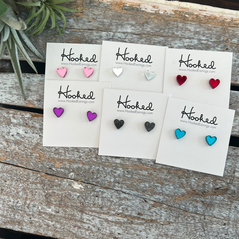 Tiny Heart Studs - 8mm