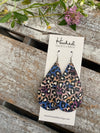 Blurple Leopard Cork Teardrops - Large