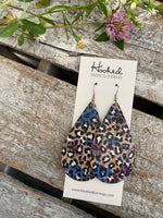 Blurple Leopard Cork Teardrops - Large