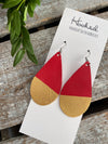 Gold Dipped Red Teardrops - Medium