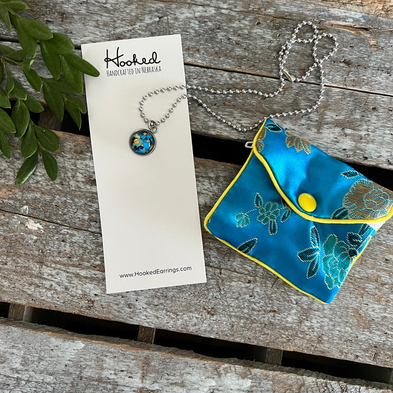 Kids’ Charm Necklace + Silk Jewelry Wallet Gift Set