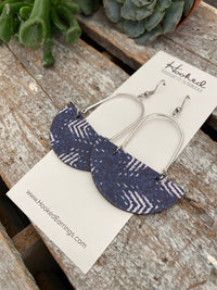 Navy and White Suspended Half Moons - Medium