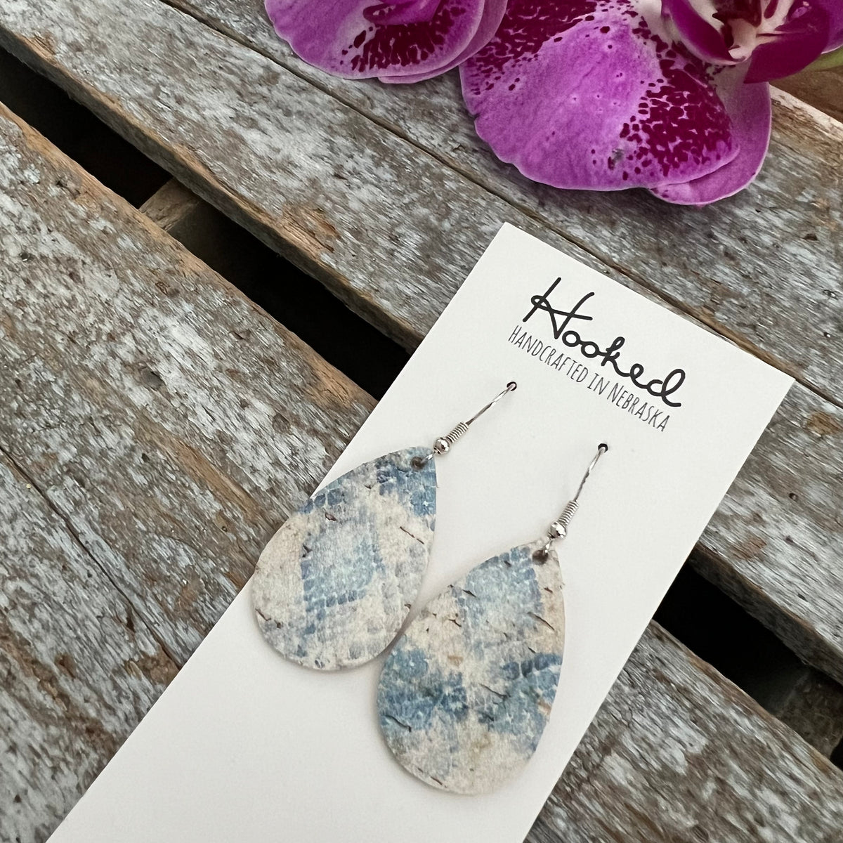 Powder Blue Pointellist Teardrops - Small