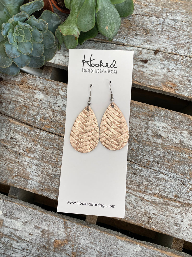 Braided Teardrops in Rose Gold - Small