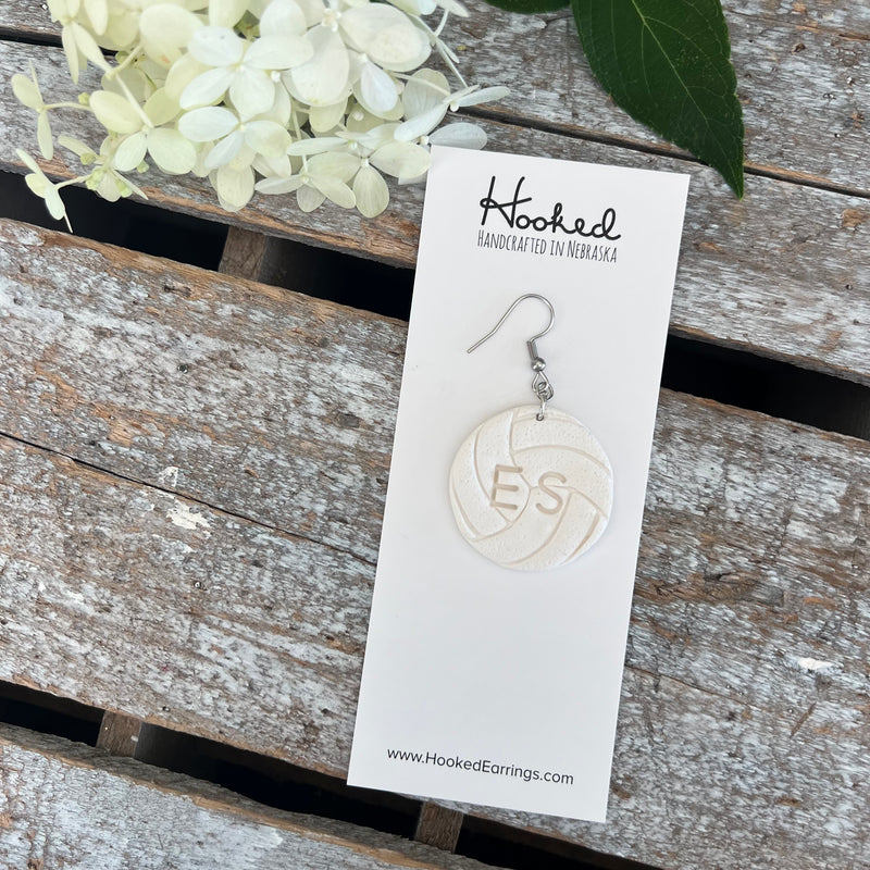 Volleyball Clay Earrings - with/without Customization - Small or Medium