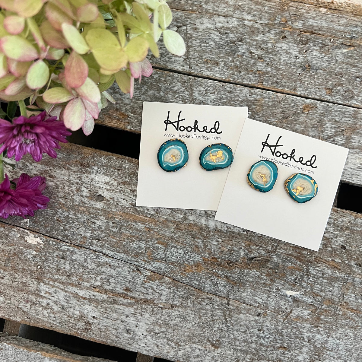 Turquoise Geode Studs - Large