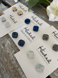 Druzy-Style Square Studs - 10mm