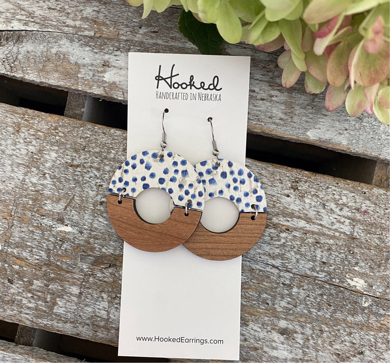 Blue Dotted Blue Birch Half Hoops