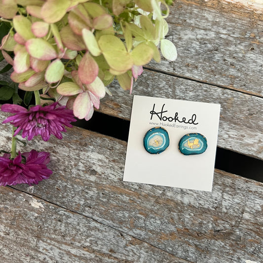 Turquoise Geode Studs - Large