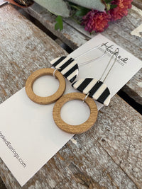 Wooden Hoop Suspended Stacks - Medium - Gold, Black, and White