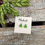 Green Guy Wooden Stud Earrings