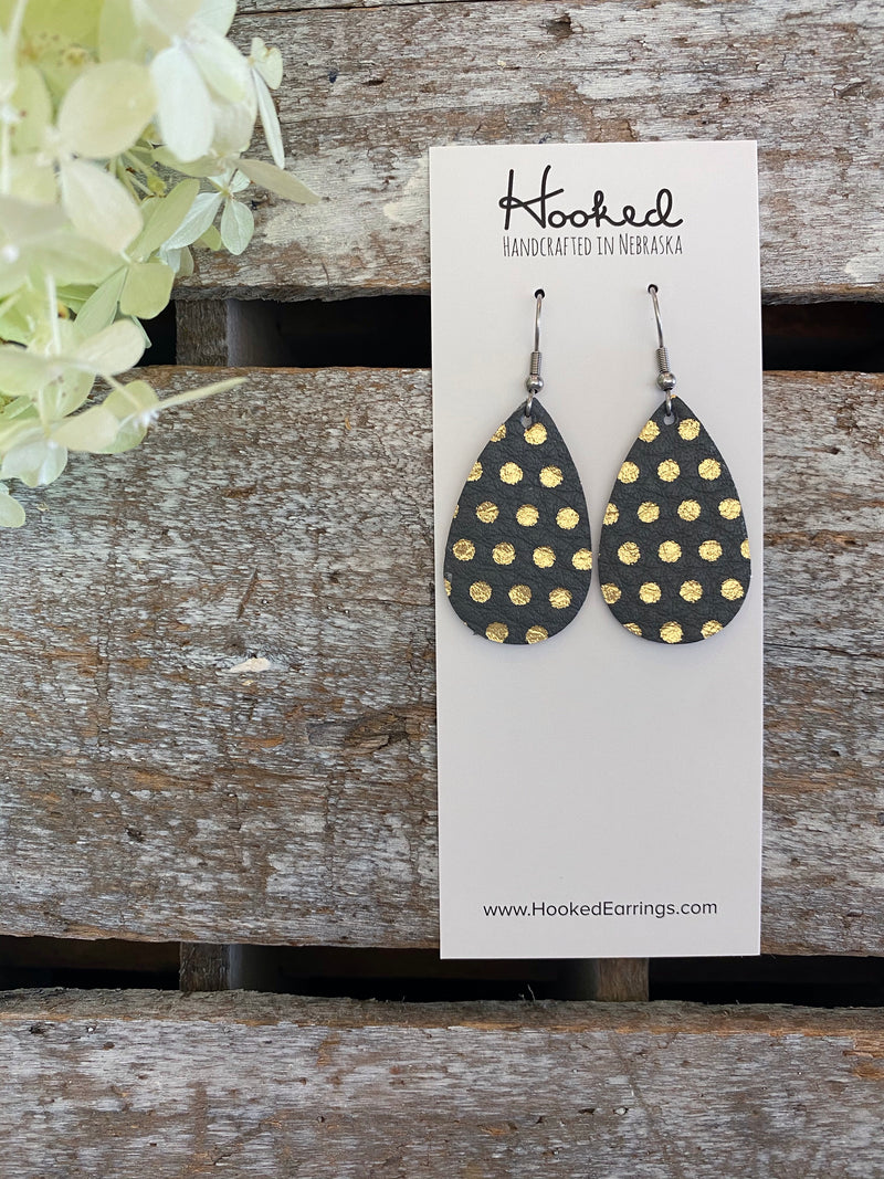 Gold and Slate Dottie Teardrops - Small