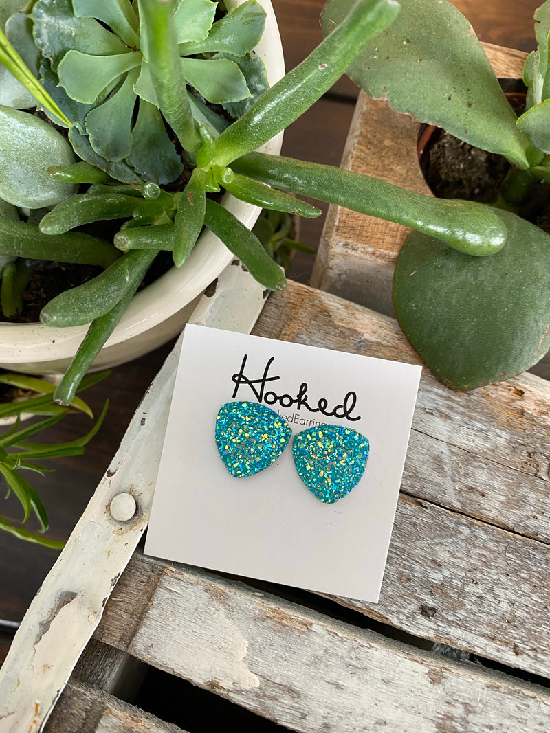 Sparkling Triangle Studs - 16mm - Brights
