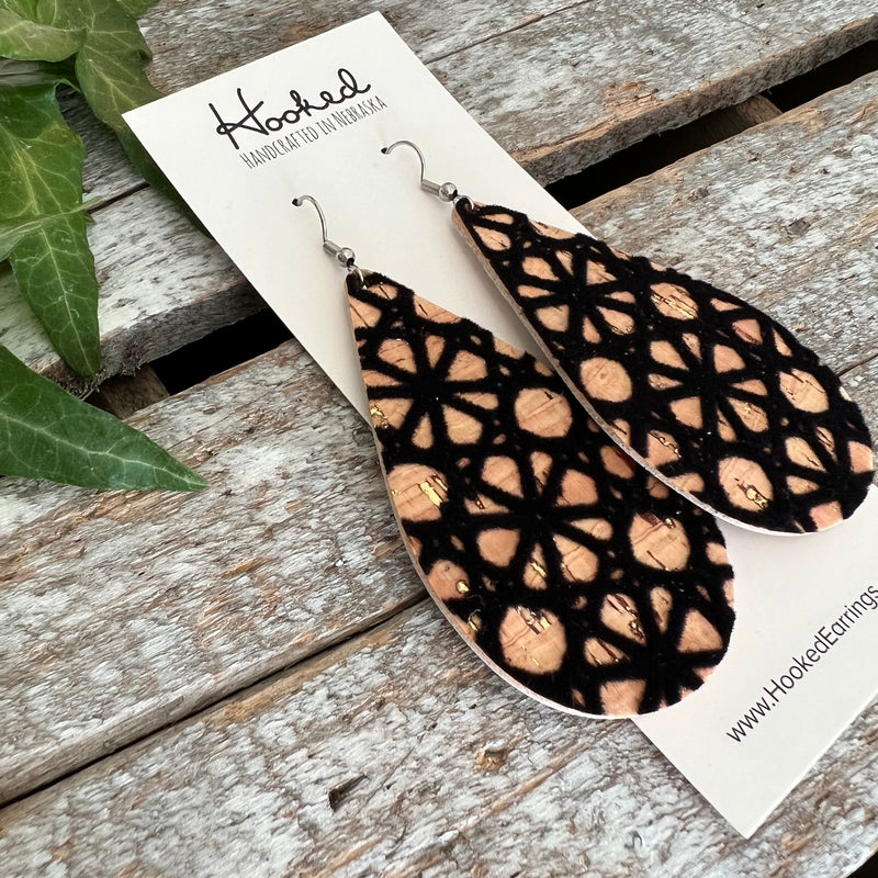 Black Velvet Cork Teardrops - Large