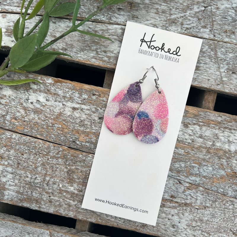 Sugared Berries Glitter Teardrops in Pink/Purple - Small