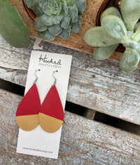 Gold Dipped Red Teardrops - Medium