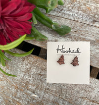 Wooden Tree Stud Earrings - 12mm