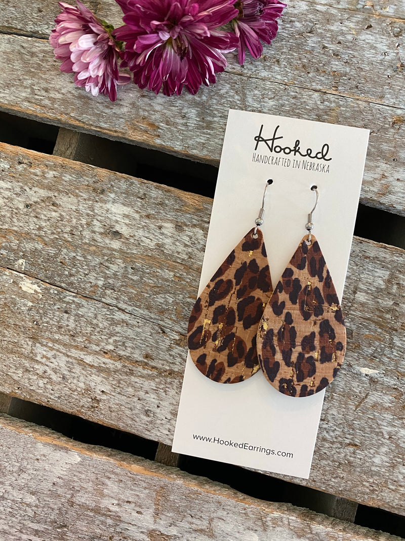 Sassy Cork Leather Teardrops - Medium