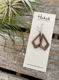 Wooden Cutout Earrings - Small Diamond