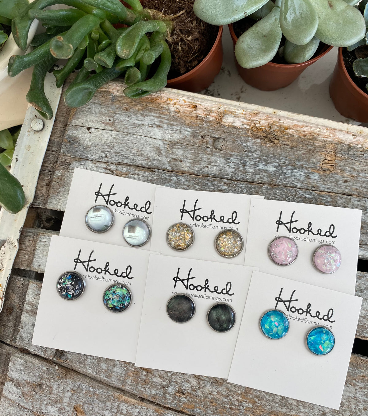Opal Sparkle Studs - 12mm