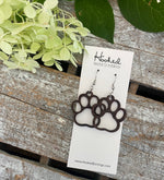 Wooden Cutout Earrings - Paw Print - Custom Colors
