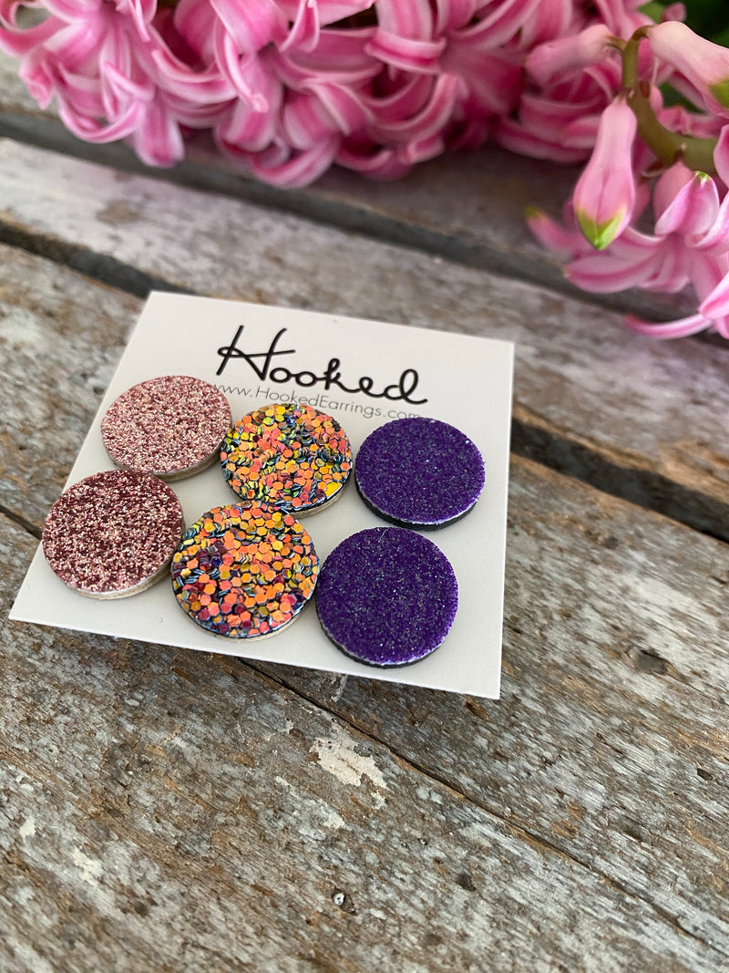 Glitz & Glam - Glitter Leather Stud Collection - 16mm