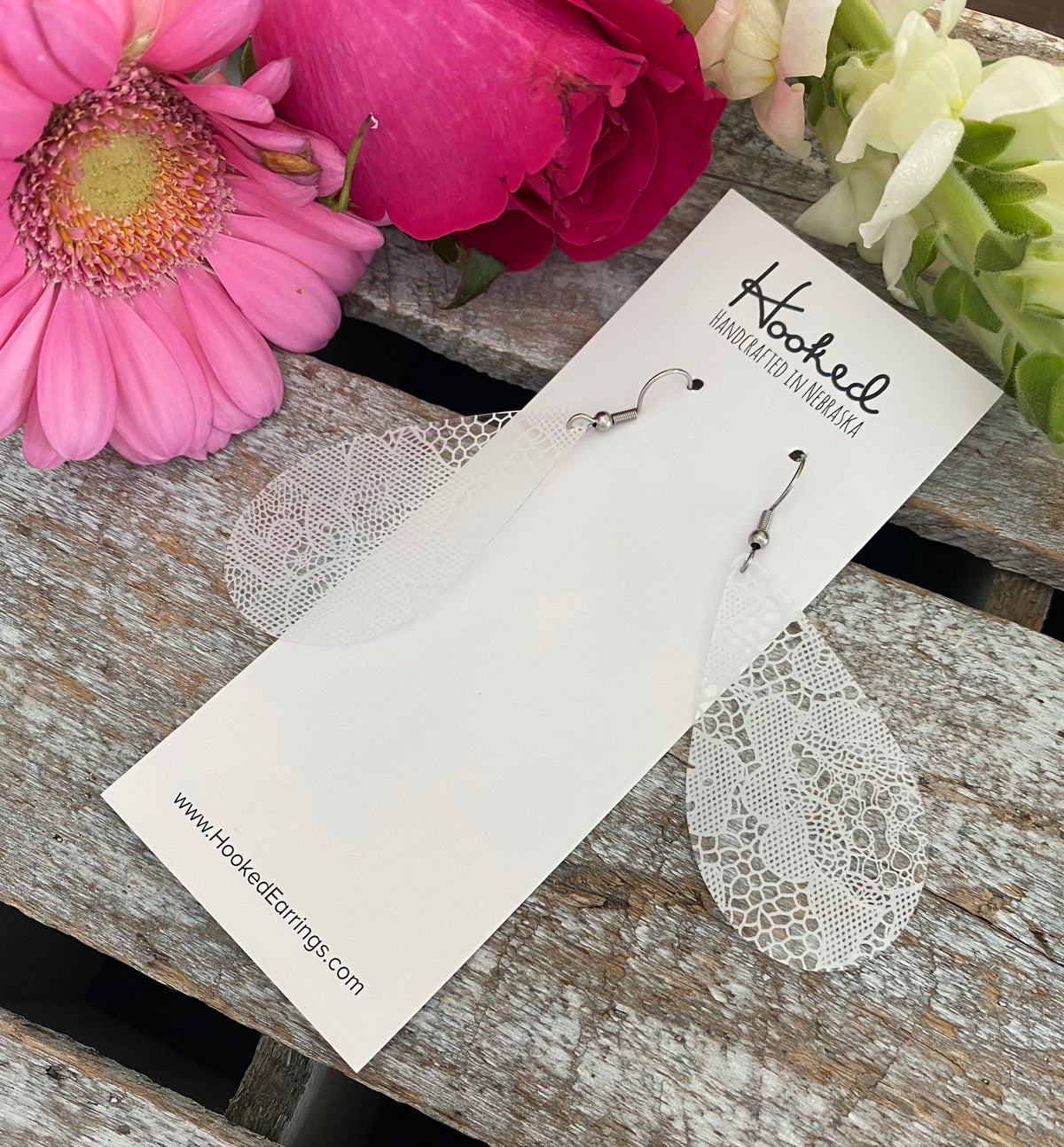 Clearly White Lace Pool Earrings