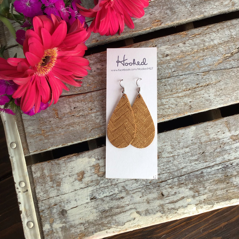 Sparkling Golden Suede Teardrops - Medium