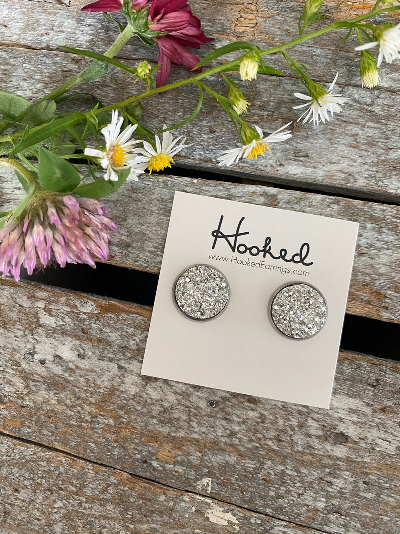 Druzy-Style Round Studs - 14mm