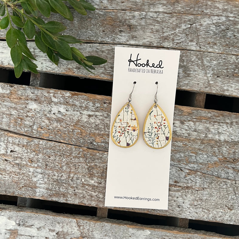 Wildflower Birch Teardrops Edged in Gold - Small