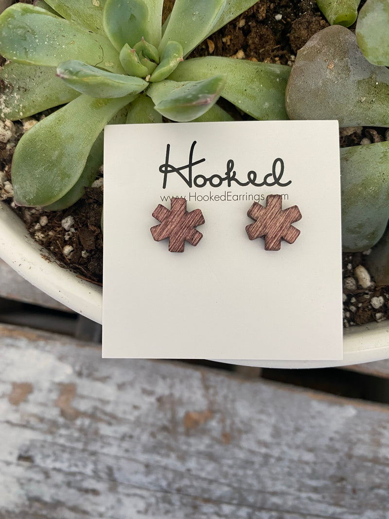 Wooden Star of Life Stud Earrings - 12mm