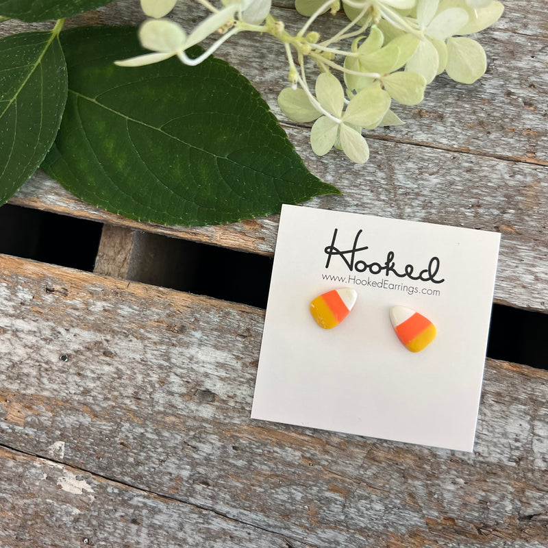 Candy Corn Clay Studs - 8x12mm