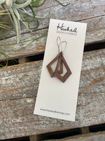 Wooden Cutout Earrings - Small Diamond