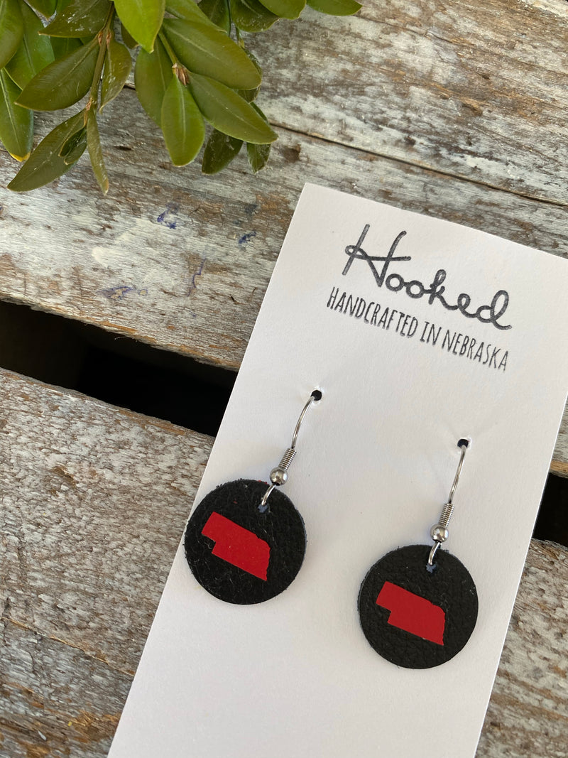 Nebraska State Pride Teardrops in Black/Red - Mini