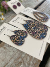 Blurple Leopard Cork Teardrops - Large