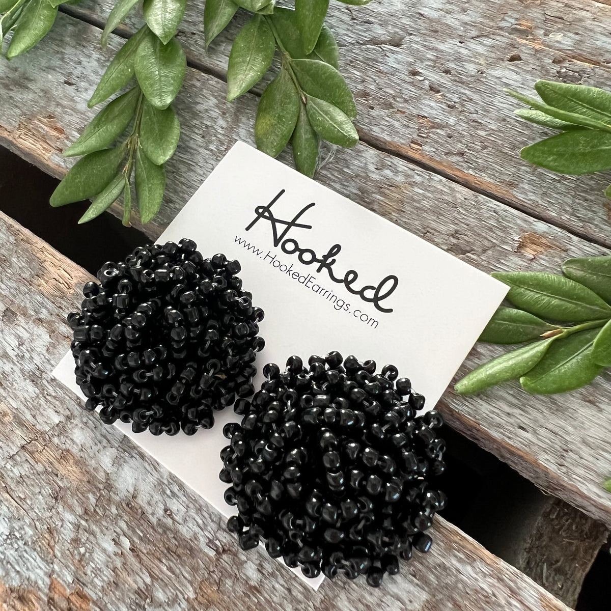 Opulent Beaded Studs - Jet