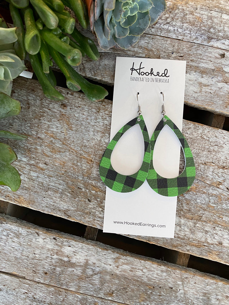 Green Buffalo Check Teardrop Cutouts - Medium