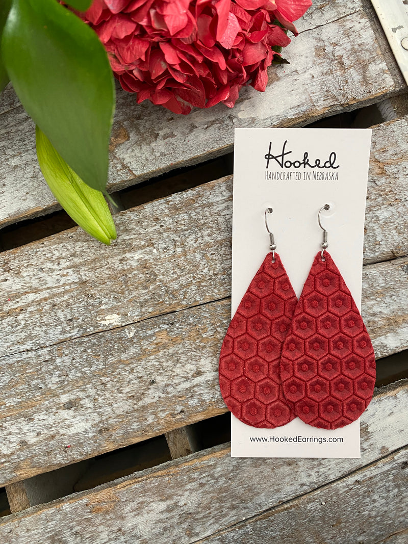 Hexagon Teardrops in Ruby - Large