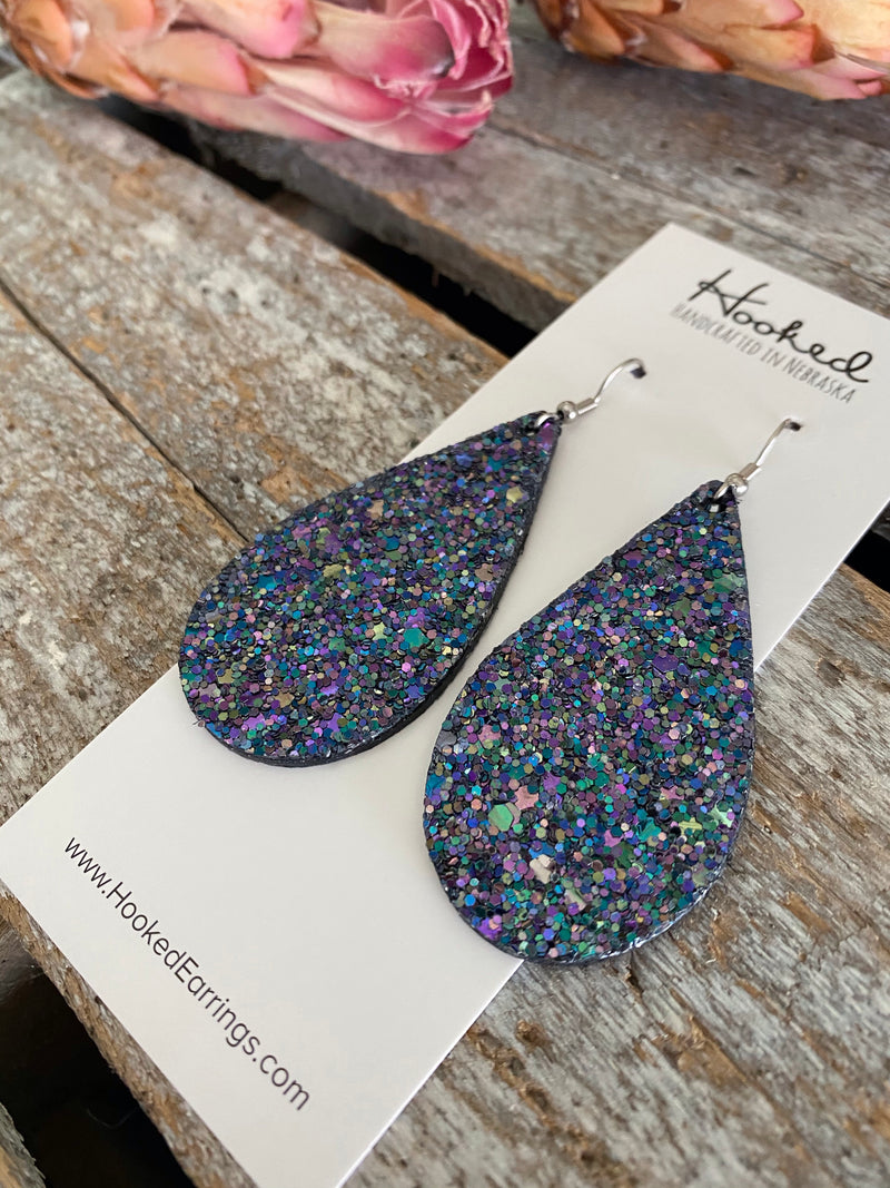 Majestic Midnight Glitter Teardrops - Medium