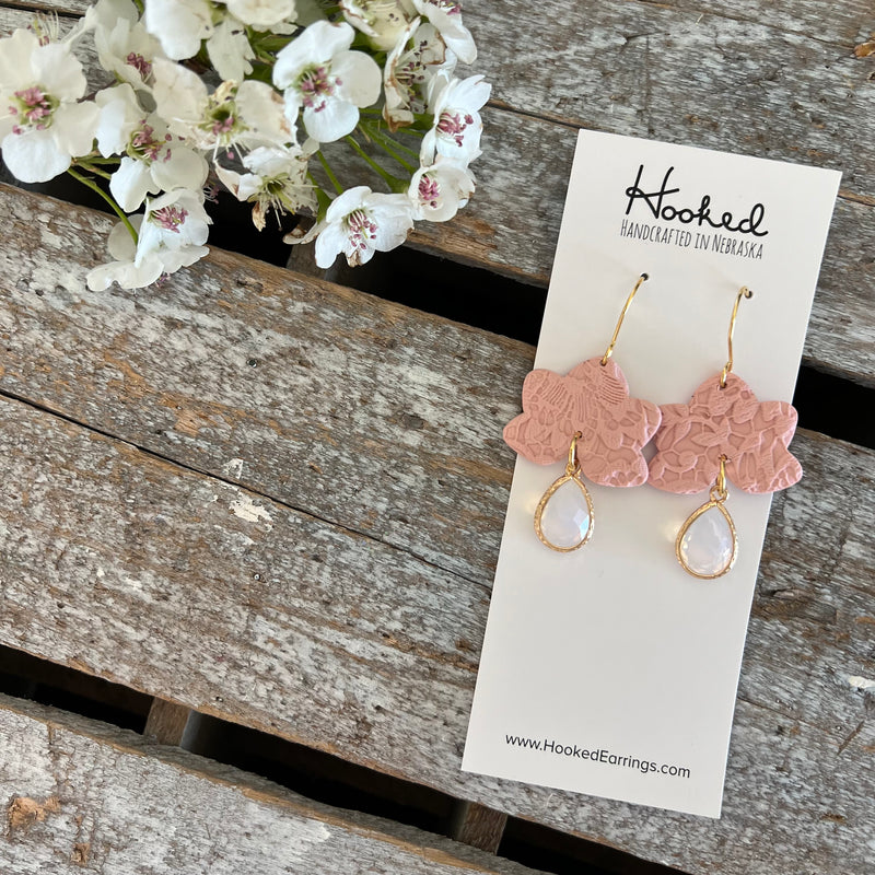 Blush and Crystal Dangles - Medium