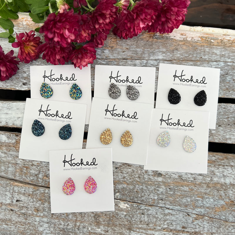 Sparkling Teardrop Studs - Small