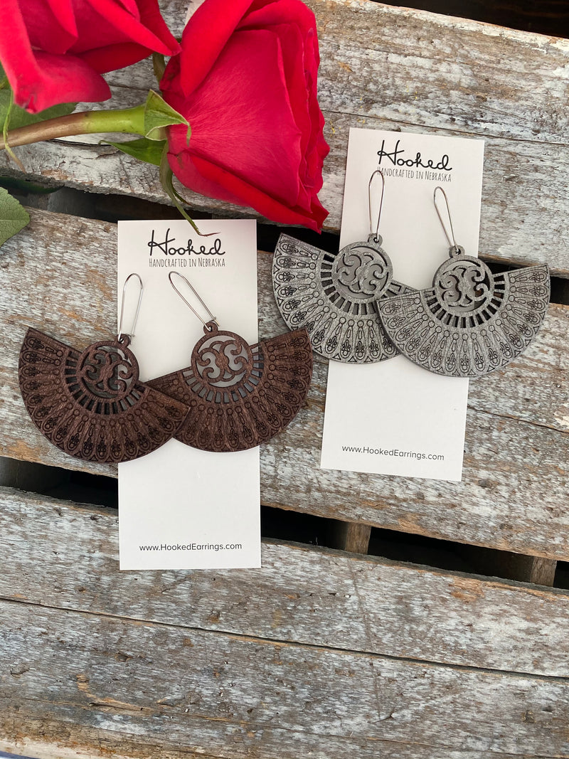 Wooden Deluxe Cutout Earrings - Medium Ginkgo